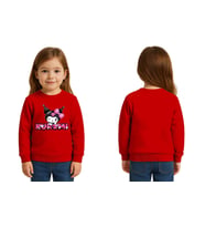 Unisex Kuromi Baskılı Çocuk Swaetshirt 3 İplik Şardonlu (Kırmızı)