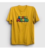Presmono Unisex Sarı Logo Oyun Super Mario T-Shirt 324310tt (Sarı)