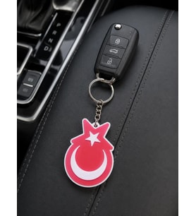 Türk Bayrağı Ay Yıldızlı Çift Taraflı Anahtarlık Çanta Süsü 9,5 cm