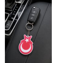 Türk Bayrağı Ay Yıldızlı Çift Taraflı Anahtarlık Çanta Süsü 9,5 cm