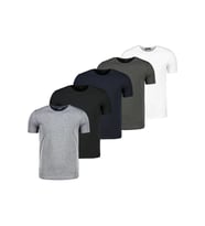 BEŞLİ SET T8569 DEWBERRY BİSİKLET YAKA T-SHIRT-SİYAH-BEYAZ-LACİVERT-ANTRASİT-GRİ