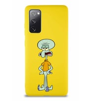 Samsung Galaxy S20 FE Soft Premier Kapak Squidward Dokunaç Tasarımlı Silikon Kılıf - Sarı (Şeffaf)