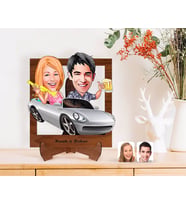 BK Gift Kişiye Özel Sevgililer Karikatürlü Ahşap Standlı 3D Biblo-53 (Beyaz)