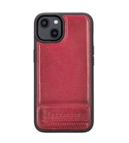 Bouletta Apple iPhone 14 Uyumlu Deri Standlı Arka Kapak V4EF (Kırmızı)