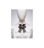 Siyah Saten Kadın Fiyonk Broş. Parlayan Rhinestone Sallantılı Detaylı Fiyonk Broş .Boyun Kravat