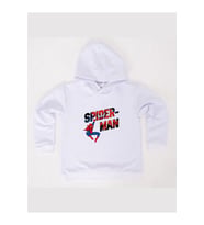 Spiderman baskılı örümcek adam kapüşonlu pamuklu kumaş çocuk sweatshirt (Beyaz)