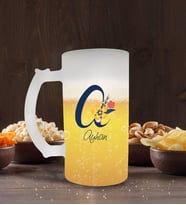 BK Gift Kişiye Özel Harf ve İsim Tasarımlı Buzlu Cam Bira Bardağı 50cl-2 (Beyaz)