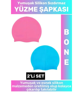 Özel Üretim Su Geçirmez Elastik Yumuşak Yüzücü Havuz Deniz Yüzme Şapkası Silikon Bone 2'Li SET