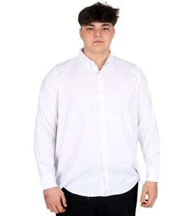 Mode XL Büyük Beden Erkek Uzun Kol Gömlek Klasik OXFORD U20368 Beyaz