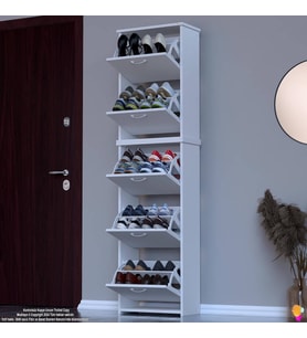 Modilayn VERVE Antre 52x194x26 cm’lik 5 Düşer Kapak 10 Göz Bölmeli Ayakkabılık