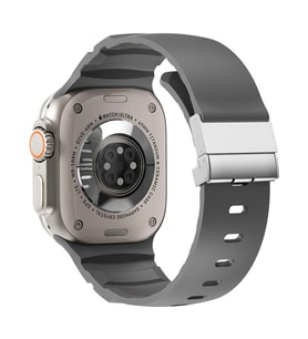 Apple Watch 44mm Uyumlu Zore KRD-145 Metal Tokalı Silikon Kordon (Gri)