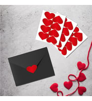 Yapışkanlı Kalp Şekilli Kırmızı Sticker Etiket Hediye Paketleme Parti Hediyeleri 24 Adet 3,5x2,5 Cm-T322 (Renksiz)