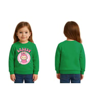Unisex Labubu Baskılı Çocuk Swaetshirt 3 İplik Şardonlu (Yeşil)