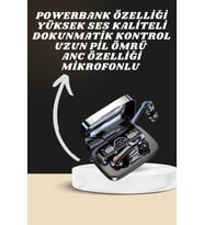 Dijital Göstergeli Powerbank Kulaklık ve 7 Kordonlu Yeni Nesil Akıllı Saat Amoled Ekran