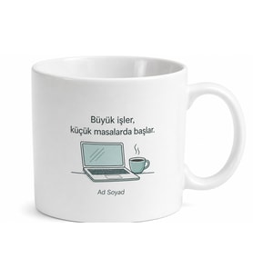 Home Office Çalışanı İçin Mesajlı Hediyelik Baskılı Kupa Bardak Çalışma Masası Hediyesi