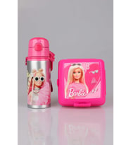 DEKOMUS İLE LİSANSLI BARBIE MATARA VE 2 KATLI BESLENME KUTUSU YEMEK SETİ YENİ SEZON