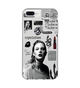 Iphone 7 Plus / 8 Plus Uyumlu Taylor Swift Desenli Şeffaf Telefon Kılıfı