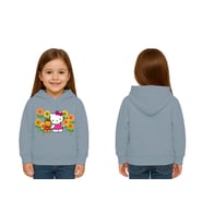 Unisex hello kity  Baskılı Çocuk Swaetshirt  Baskılı Kapüşonlu 3 İplik Şardonlu (Mavi)