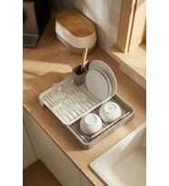 Vizon Sürgülü Lavabo Üstü Bulaşıklık & Fonksiyonel Tabaklık Ve Bardaklık 32x36 cm