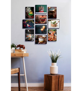 Çerçevesiz Çerçeve Görünümlü Yeni Yıl Pano Sticker XMAS Mdf Tablo Seti  Christmas-ÖZC-MDF10M