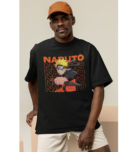 Naruto Uzumaki Baskılı Unisex Oversize Anime Dizi Karakter Tişört