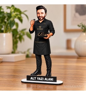 Kişiye Özel Erkek Kuyumcu Karikatürlü 18 cm MDF Masaüstü Biblo - Erkek Kuyumcu Hediyesi Yeni İş ve Meslek Hediyesi