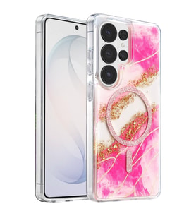 Northcity Onegif Samsung Galaxy S26 Ultra Uyumlu Lotus Simli Magsafe Kapak - Pembe