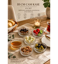 Porsima 13877-2 Vanes 6'lı Floren Cam Sunum Kasesi 10 cm – Çerezlik, Reçellik, Puding ve Kahvaltılık Kase Seti