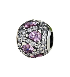 Nur Silver Pembe Kalpli Gümüş Charm NUR-BL12441