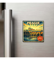 Vintage Prag Şehri Temalı Buzdolap Magneti – 9x9 cm