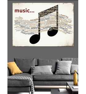Müzik Notaları Siyah Sanat Dekoratif Kanvas - Mdf Ahşap Tablo