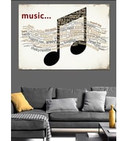Müzik Notaları Siyah Sanat Dekoratif Kanvas - Mdf Ahşap Tablo