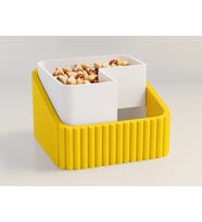 3D Baskı Fıstık Kasesi - Çift Hazneli Kabuk Ayırıcı Sunum Kasesi - Sarı Beyaz