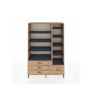 Hyperion Dolap 9 Raflı 4 Çekmeceli  132x44x195 Çam-Antrasit/Çam