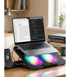 Notebook Soğutucu Stand Rgb Aydınlatmalı İki Fanlı Laptop Altlığı