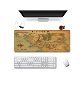 SonicTouch Orta Çağ Haritası World Kahverengi Gamer Oyuncu Sıvı Geçirmez Klavye Mouse Pad 32x70Cm