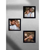 3 Adet 15x15 Kare Çerçeve FOTOĞRAFLI - Ahşap Çerçeve
