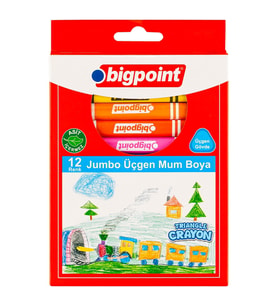Bigpoint Jumbo Üçgen Mum Boya 12 Renk