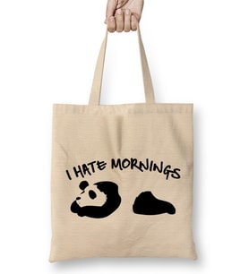 Cute & Funny I Hate Mornings Lazy Panda Sleepy Bez Çanta Uzun Saplı