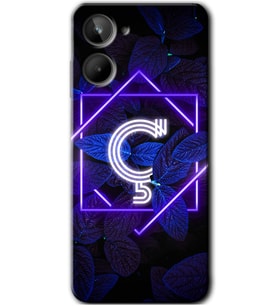 Realme 10 4G Kılıf HD Desen Baskılı Kılıf - Dark Neon Yaprak Ç Harfi