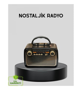 Mey İthalat® LED’li Nostaljik Bluetooth Hoparlör – Vintage Tasarım, Ahşap Doku