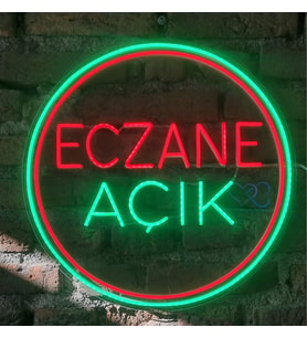eczane açık neon led duvar aydınlatması (Şeffaf)