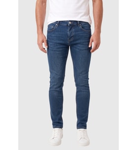 DeepSEA Erkek Slim Fit %98 Pamuk Likralı Taşlanmış Lacivert Jean – Esnek Dar Paça Kot Pantolon 2608303