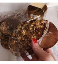 Epoksi 4 lü Bardak Altlığı Takım (Kahverengi)
