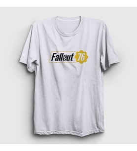 Presmono Unisex Beyaz Fallout 76 Logo Oyun T-Shirt 420890tt (Beyaz)