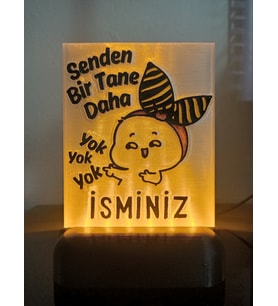 Kişiye Özel İsimli Hediyelik Kablolu Led Lamba - M10 - Senden Bir Tane Daha Yok (Amber)