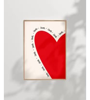 Çerçevesiz Poster Love Yazılı Kalp Tasarımlı (Çok Renkli)