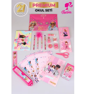 YENİ SEZON LİSANSLI BARBIE  21 PARÇA FULL + FULL KIRTASİYE / OKUL SETİ (Pamuk Şeker)