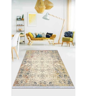 Çok Renkli Vintage Dokuma Pamuk Taban Kaymaz Kilim KLM237