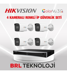 Hikvision 4 MP 4 Kameralı AcuSense ColorVu 3.0 AI İp Güvenlik Kamera Seti (Dahili Mikrofonlu)